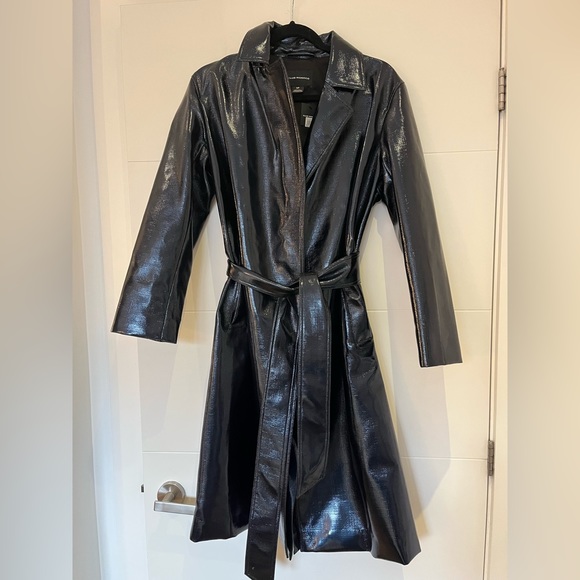CLUB MONACO navy lacquer trench coat (size small) - Picture 2 of 4